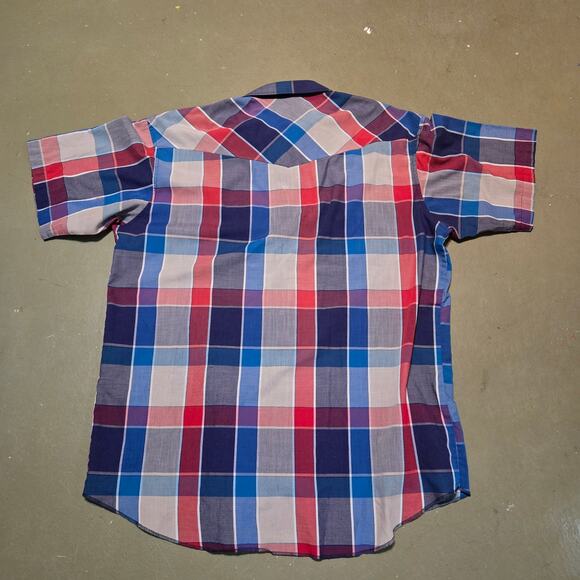 Vintage Wrangler Western Plaid Pearl Snap Short Shirt X-Long Tails Size 2XL - Picture 3 of 6